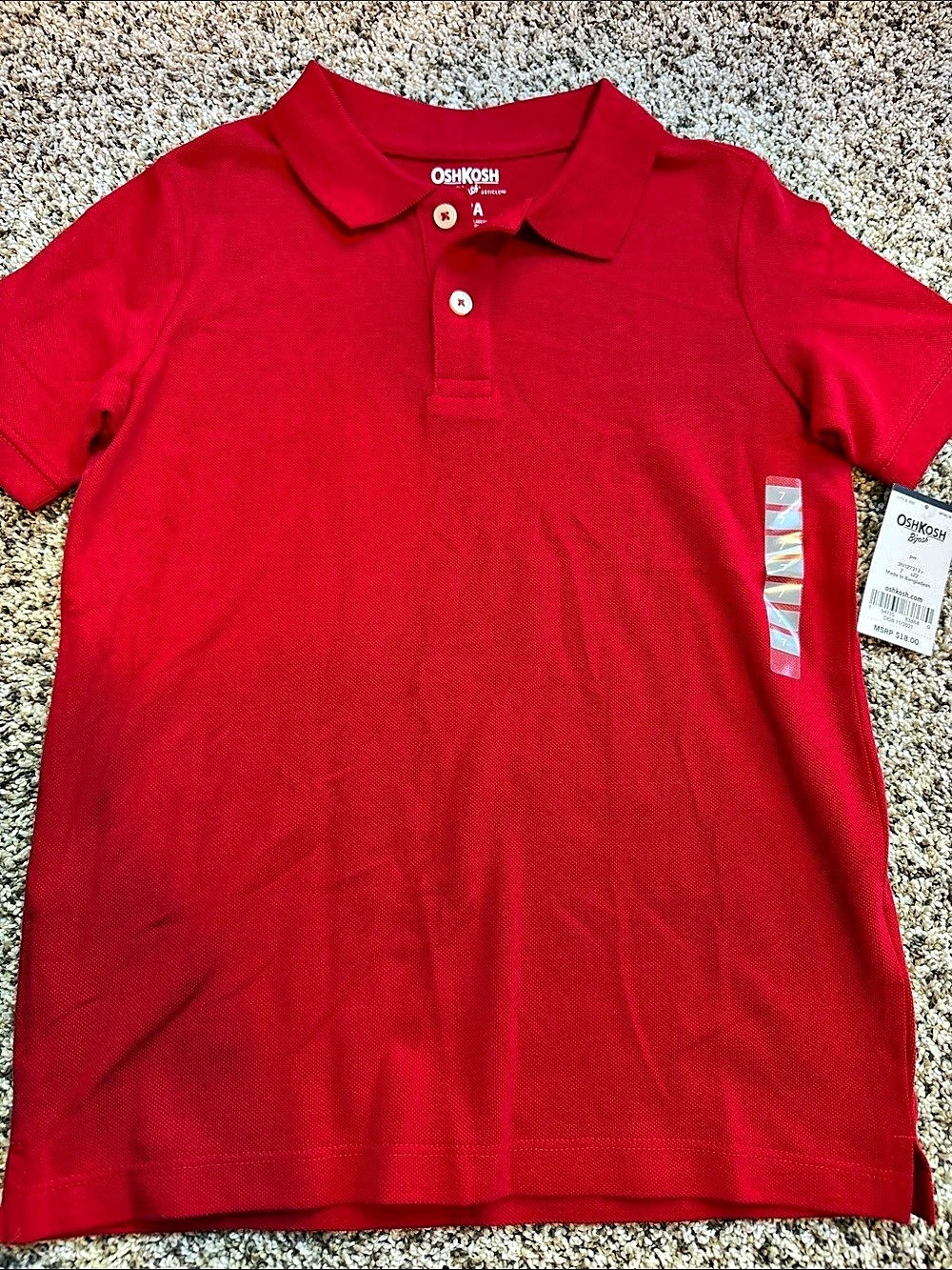 NWT OshKosh B'gosh Pique Polo Boys Size 7 Red